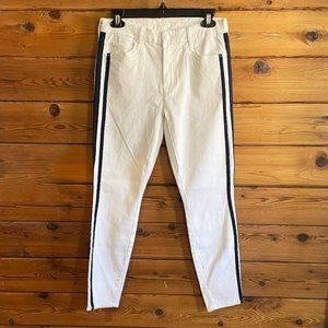 MOTHER White Skinny Jeans with Black Stripes